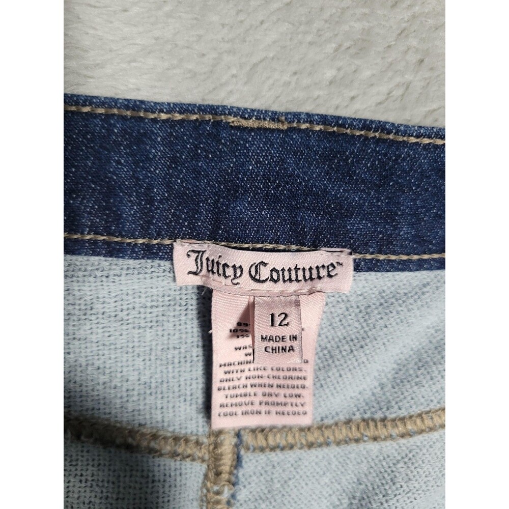 Juicy Couture Jegging Jeans Womens 12 Blue Med Wash Stretch Distressed - Picture 9 of 15